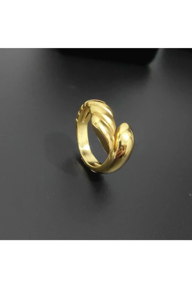 İkili Damla Modeli Altın Kaplama Bijuteri Yüzük - Resim 2