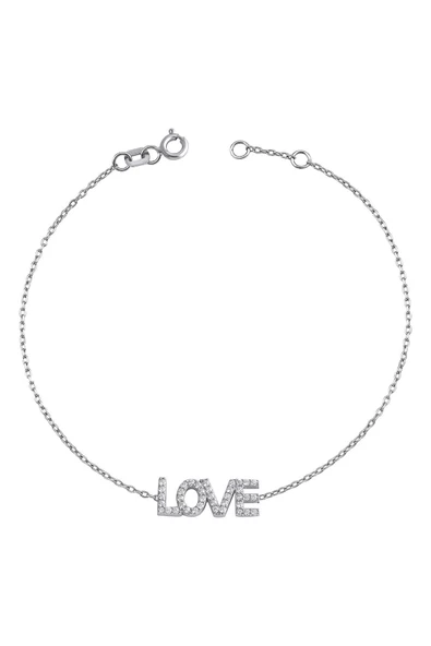 Gümüş (925 AYAR) Zirkon Taşlı Love Harf Modeli Bileklik ürün görseli