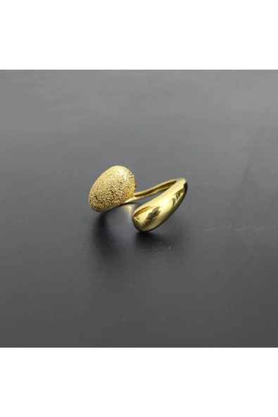 İkili Damla Modeli Simli Altın Kaplama Bijuteri Yüzük 1 ürün görseli