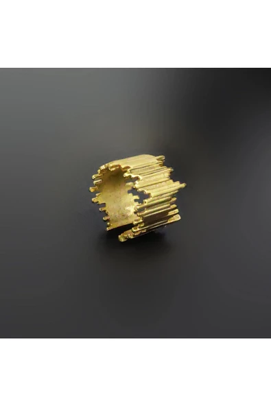 Tırtıklı Modeli Altın Kaplama Bijuteri Yüzük - Resim 4