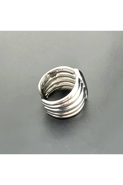 Beşli Gümüş Kaplama Bijuteri Yüzük - Resim 2