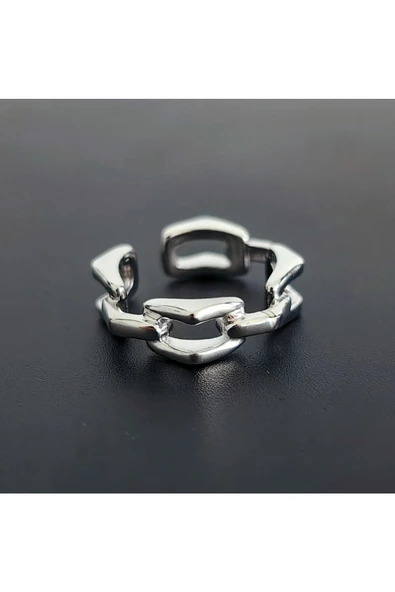 Zincir Modeli Gümüş Kaplama Bijuteri Yüzük