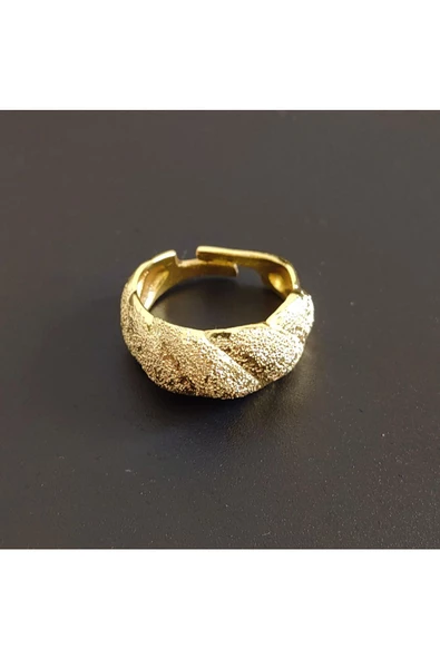 Lazerli Damla Model Altın Kaplama Bijuteri Yüzük - Resim 2