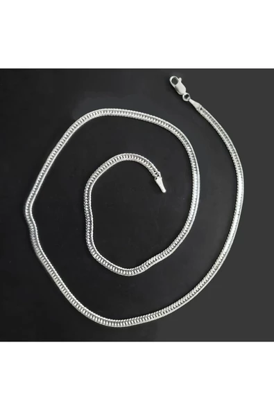 Unisex Kalın Zincir Kolye Ürgü Modeli 52 cm 925 Ayar Gümüş - Resim 3