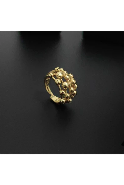 Üzüm Salkımı Model Altın Kaplama Bijuteri Yüzük - Resim 4