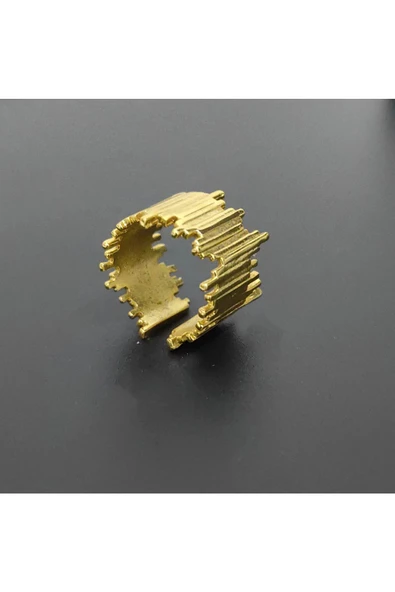 Tırtıklı Modeli Altın Kaplama Bijuteri Yüzük ürün görseli