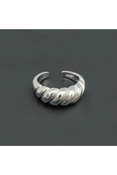 İnce Burgu Model Gümüş Kaplama Bijuteri Yüzük - Resim 2