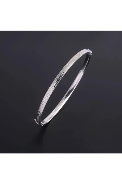 Gümüş (925 Ayar) Unisex Antik Roma Motifli İnce Bileklik - Resim 2