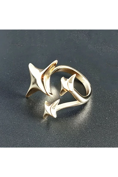 Üçlü Kutup Yıldızı Altın Kaplama Bijuteri Yüzük ürün görseli