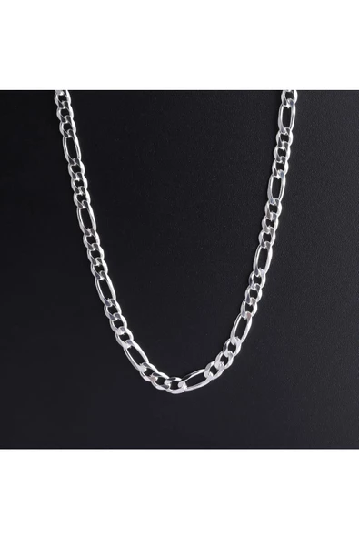 Unisex Zincir Kolye Figaro Modeli 52 cm 925 Ayar Gümüş - Resim 2