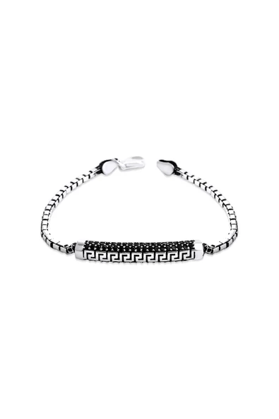 Gümüş (925 Ayar) Unisex Antik Roma Desenli Oksitli Zincir Bileklik ürün görseli