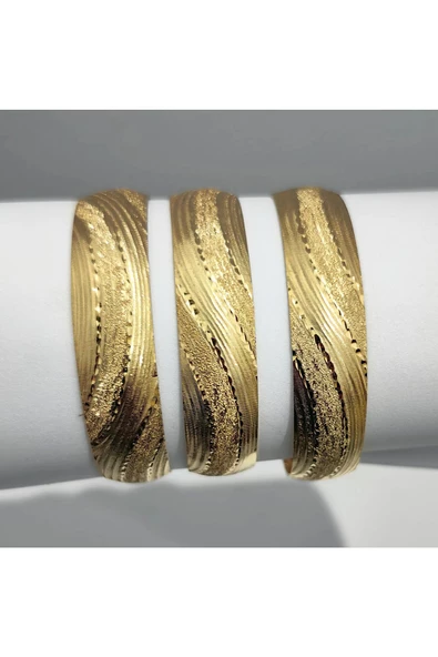 22 Ayar Altın Kaplama Lazer Modeli Bijuteri Bilezik1 - Resim 2