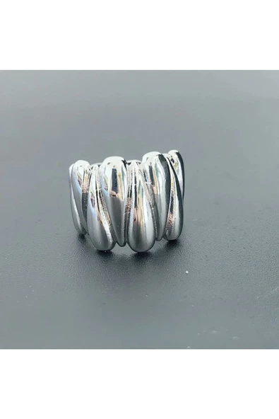 Uzun Damla Gümüş Kaplama Bijuteri Yüzük