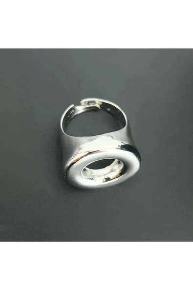 İçi Boş Halka Modeli Gümüş Kaplama Bijuteri Yüzük - Resim 3