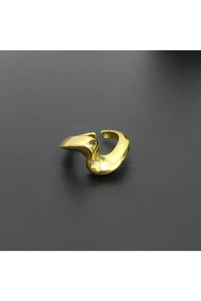 Yarım Sarmal Model Altın Kaplama Bijuteri Yüzük - Resim 2