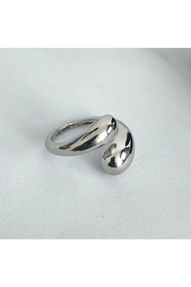 İkili Damla Modeli Gümüş Kaplama Bijuteri Yüzük 1 ürün görseli