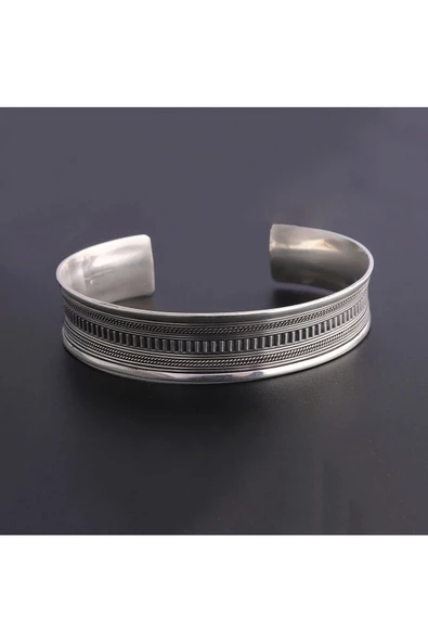 925 Ayar Gümüş Ayarlanabilir Unisex Bileklik - Resim 2