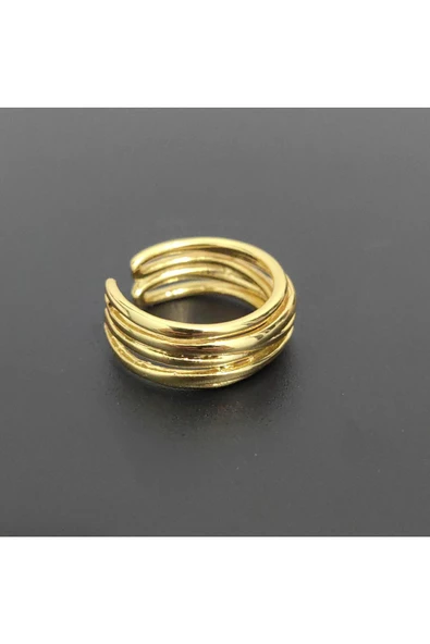 Çizgili Model Altın Kaplama Bijuteri Yüzük ürün görseli