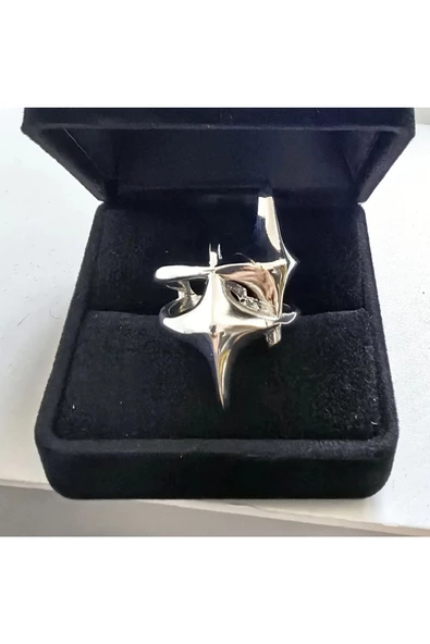 İkili Kutup Yıldızı Gümüş Kaplama Bijuteri Yüzük - Resim 3