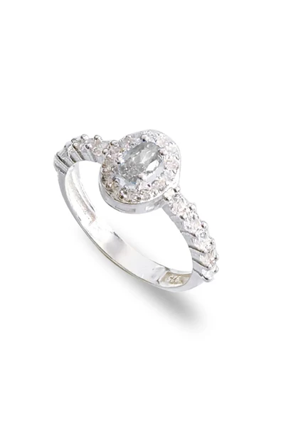 Beyaz Baget Taşlı Oval Yüzük 925 Ayar Gümüş