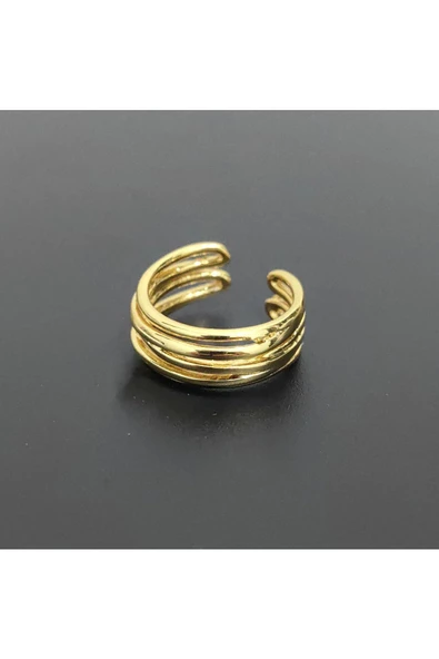 Çizgili Model Altın Kaplama Bijuteri Yüzük - Resim 4
