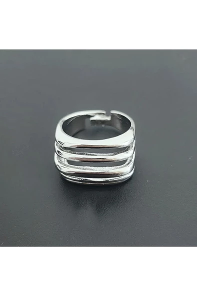Beş Çizgili Model Gümüş Kaplama Bijuteri Yüzük ürün görseli