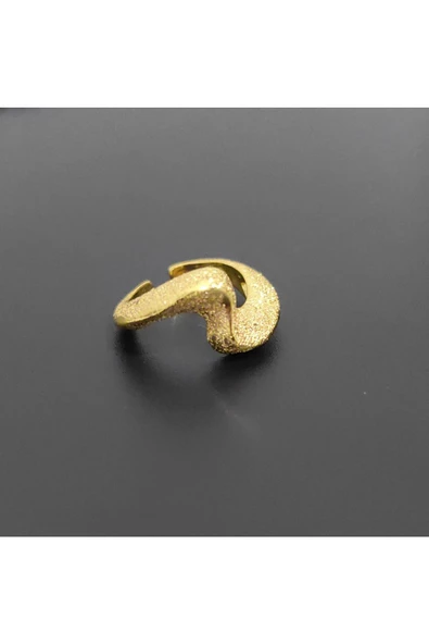 Yarım Sarmal Model Simli Altın Kaplama Bijuteri Yüzük ürün görseli