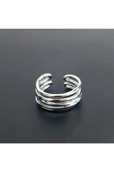 Çizgili Model Gümüş Kaplama Bijuteri Yüzük ürün görseli