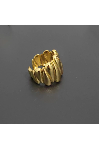 Uzun Damla Altın Kaplama Bijuteri Yüzük - Resim 2