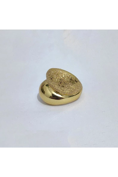 Lazer İşlemeli Damla Modeli 1 Altın Kaplama Bijuteri Yüzük - 3
