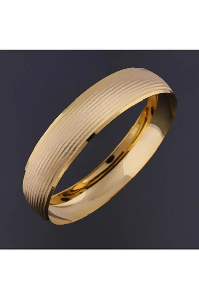 22 Ayar Altın Kaplama Yatay Çizgili  Modeli Bijuteri Bilezik1