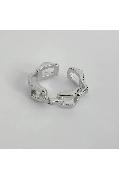 Zincir Modeli Gümüş Kaplama Bijuteri Yüzük - 2