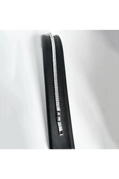 Suyolu Taşlı Gümüş Kaplama Bijuteri Bileklik - Resim 2