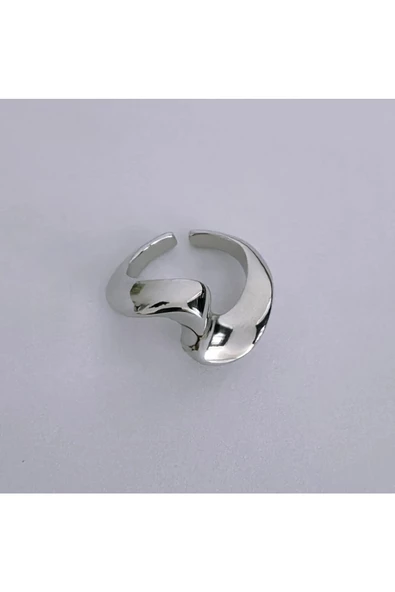 Yarım Sarmal Model Gümüş Kaplama Bijuteri Yüzük - Resim 2