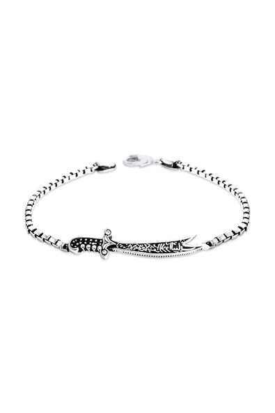 Gümüş (925 AYAR) Bay Zülfikar Kılıcı Zincir Bileklik - Resim 3