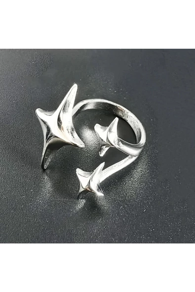 Üçlü Kutup Yıldızı Gümüş Kaplama Bijuteri Yüzük - Resim 2