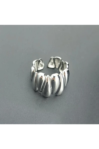 Uzun Damla Gümüş Kaplama Bijuteri Yüzük - 2