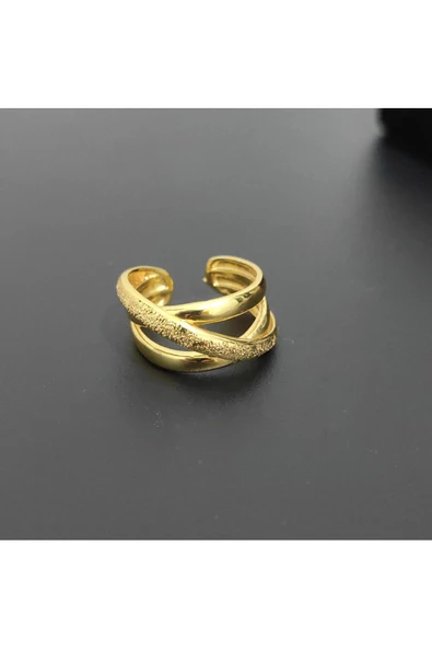 Çizgili lazerli Altın Kaplama Bijuteri Yüzük