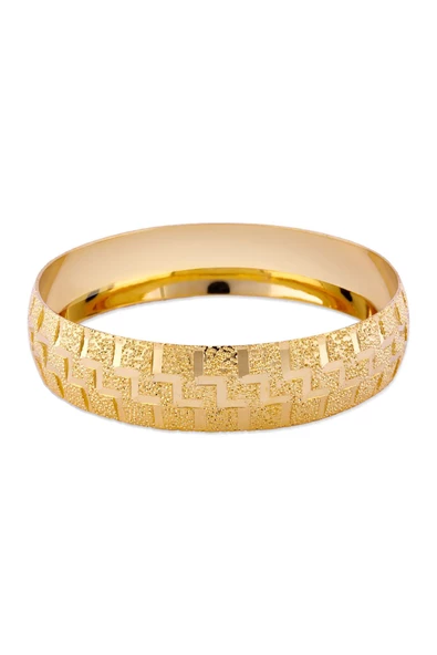 22 Ayar Altın Kaplama Lazer Zigzag Modeli Bijuteri Bilezik2 - Resim 3