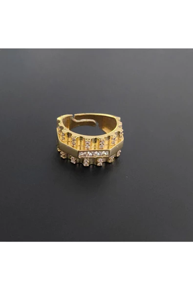 Zirkon Taşlı Altın  Kaplama Bijuteri Yüzük 3 - Resim 2