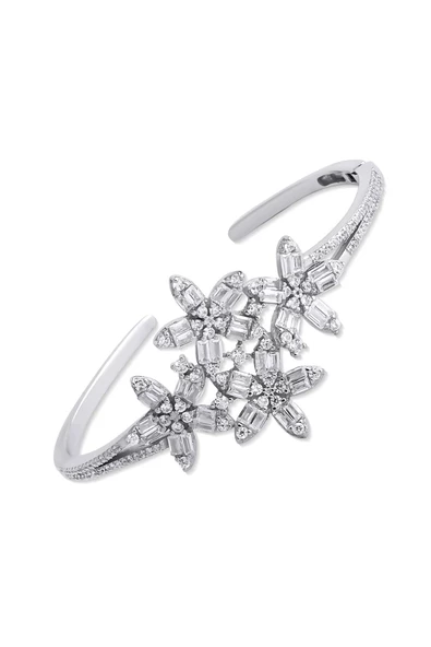 (925 AYAR) Gümüş Taşlı Ayarlanabilir Boyut Zarif Çiçek Bilezik ürün görseli