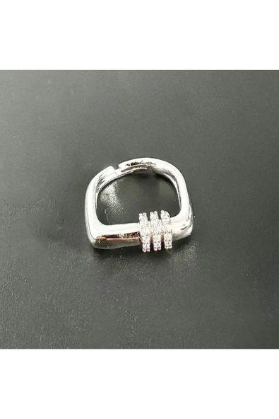 Üçlü Sıra Taşlı Gümüş Kaplama Bijuteri Yüzük ürün görseli