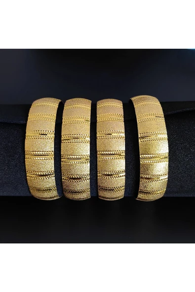 22 Ayar Altın Kaplama Noktalı lazerli Modeli Bijuteri Bilezik - Resim 2