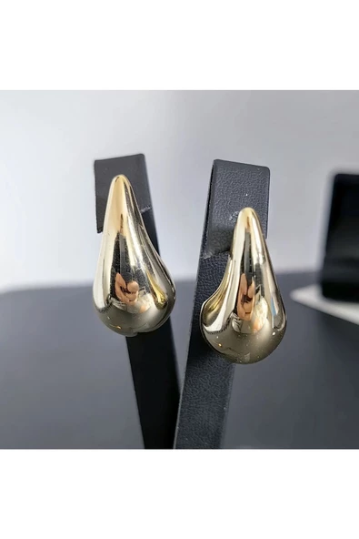 Zirkon Taşlı Uzun Damla Modeli Altın Kaplama Bijuteri Küpe ürün görseli