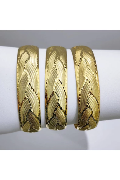 22 Ayar Altın Kaplama Yaprak Modeli Bijuteri Bilezik - Resim 2