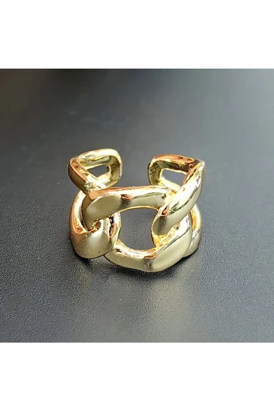 Zincir Modeli Altın Kaplama Bijuteri Yüzük - Resim 2