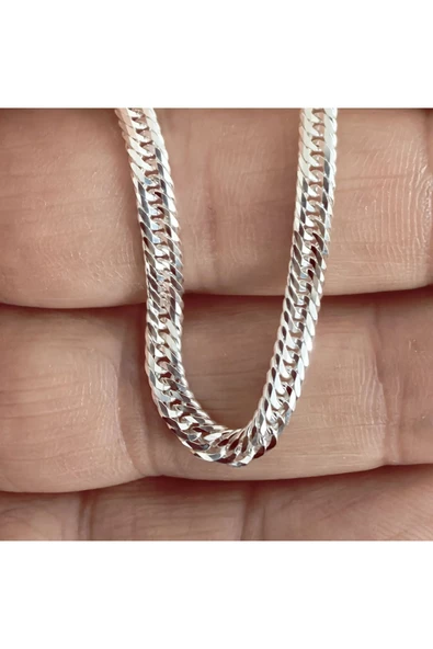 Unisex Kalın Zincir Kolye Ürgü Modeli 52 cm 925 Ayar Gümüş - Resim 4