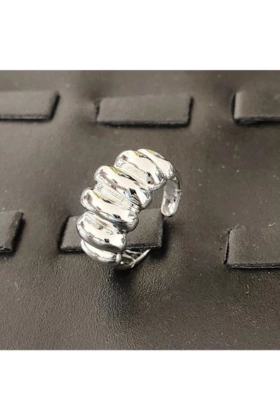 Tırtıllı Model Gümüş Kaplama Bijuteri Yüzük - Resim 3