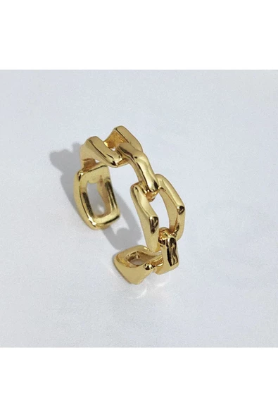 Zincir Modeli Altın Kaplama Bijuteri Yüzük - Resim 3