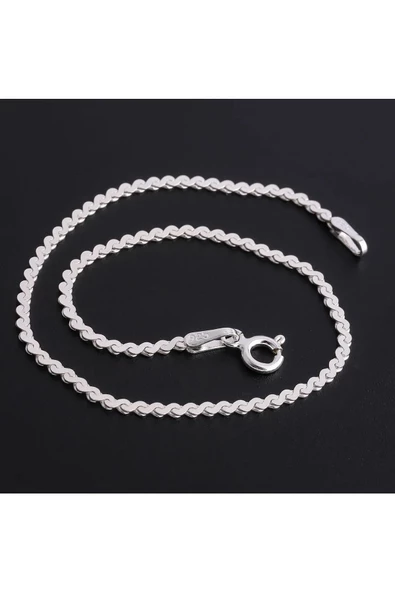 Unisex İnce Örgü Bileklik 925 Ayar Gümüş - Resim 2